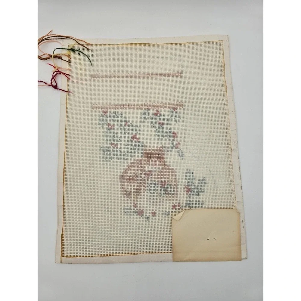 Vtg Linda Sondermann Handpainted‎ Needlepoint Canvas Christmas Stocking Hampster
